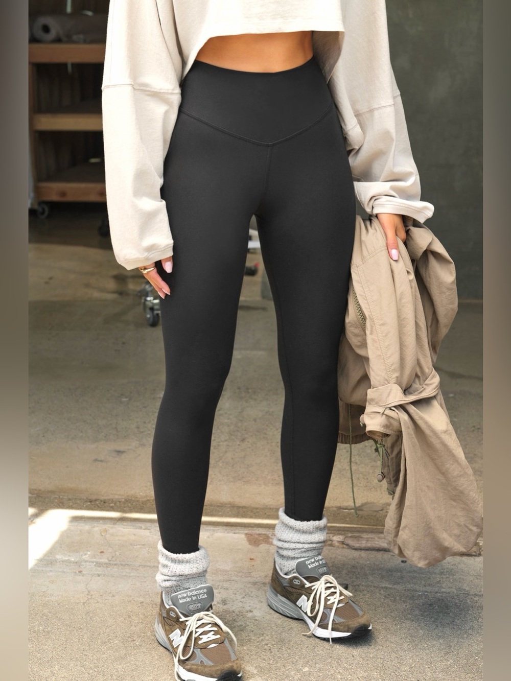 Joah Brown Second Skin Leggings Sueded Onyx Form Fitting In Black Size M/L
